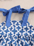 White / Blue Bow Straps Dress