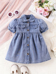 Puff Sleeve Denim Dress