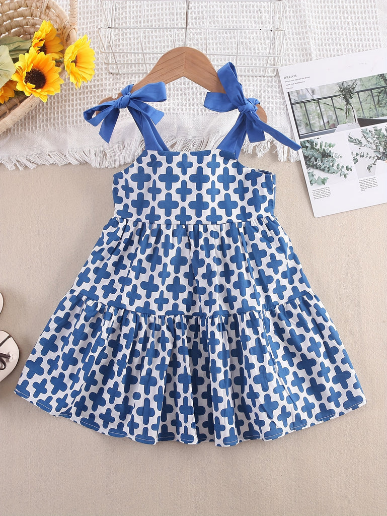 White / Blue Bow Straps Dress Azur by Sole White / Blue Bow Straps Dress Azur by Sole