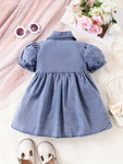 Puff Sleeve Denim Dress