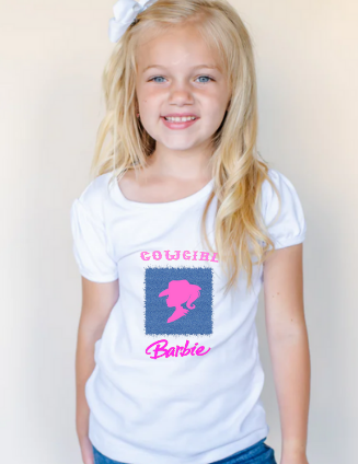 Denim Patch Cowgirl Barbie T-Shirt for Girls