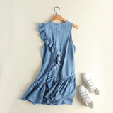 Sleeveless Ruffles Denim Dress