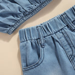 Asymmetrical Girls Denim Set