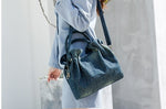 Ruched Denim Handbag