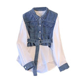 Two Colors Denim Top