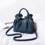 Ruched Denim Handbag