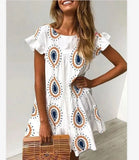 Printed Dress Ruffle Sleeves