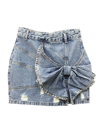 Bow Denim Skirt