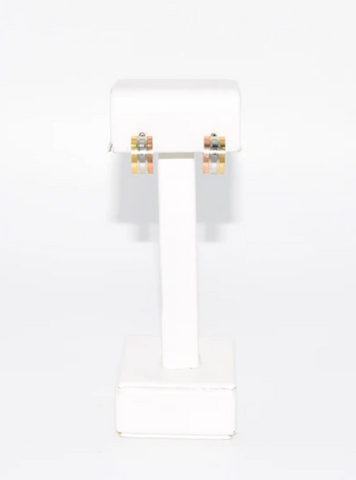 3 Tone Huggie Hoop Earrings