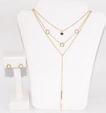 Gold / Silver Round MOP Necklace and Earrings Set