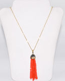 Long Gold Chain Crystal Necklace