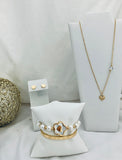 Golden Heart Necklace and Earrings Set -Girls