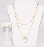 Heart Double Necklace Set