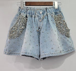 Diamonds High Waist Denim Shorts