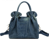 Ruched Denim Handbag