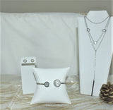 Gold / Silver Round MOP Necklace and Earrings Set