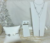 Gold / Silver Round MOP Necklace and Earrings Set