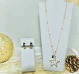 Golden Star Necklace and Earrings Set