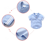 White Blue Short Sleeve Shirt