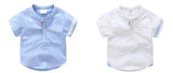 White Blue Short Sleeve Shirt