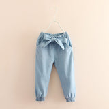 Elastic Bow Denim Pants