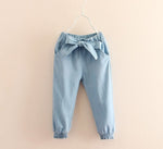 Elastic Bow Denim Pants