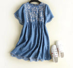 Floral Embroidered Denim Dress